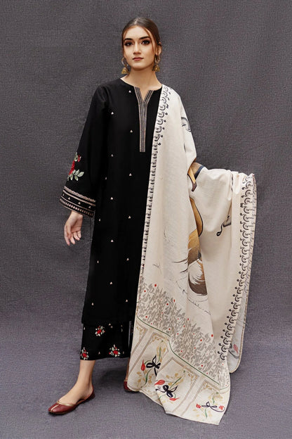 3PC Lawn Embroidered Shirt With Digital Printed Jauqard Dupatta-5007 - QQ