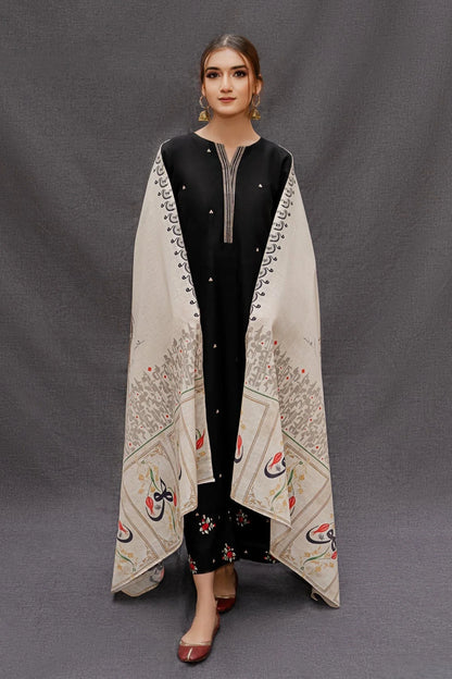 3PC Lawn Embroidered Shirt With Digital Printed Jauqard Dupatta-5007 - QQ