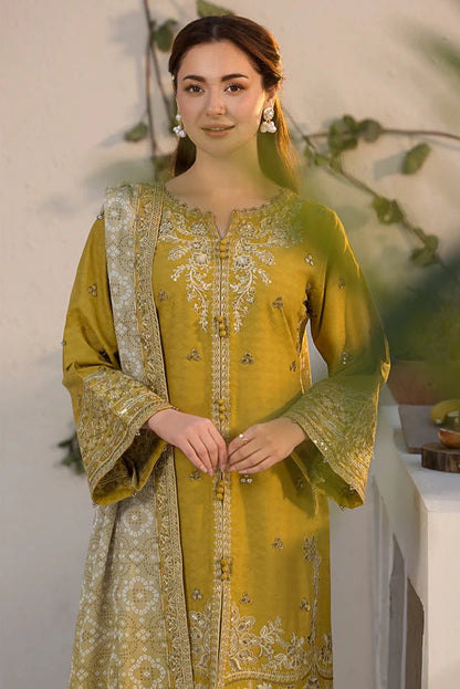 Dhanak-3PC Embroidered Shirt with Digital Printed Wool Shawl - 3289 - QQ