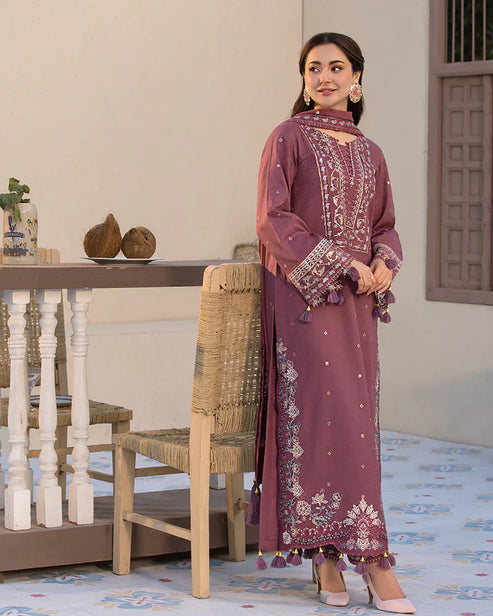 Lawn-3PC Embroidered Shirt with Chiffon Embroidered Dupatta- 5064