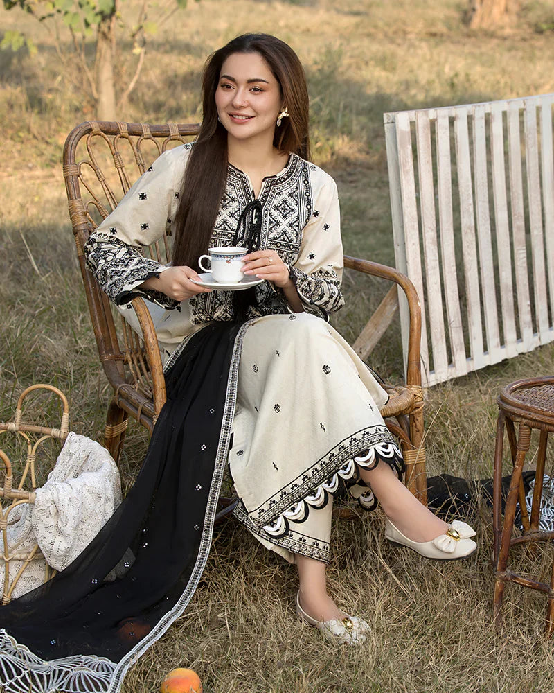 Lawn-3PC Embroidered Shirt with Organza Embroidered Dupatta-5166