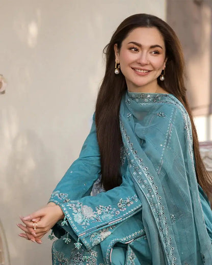 Dhanak-3PC Embroidered Shirt with Chiffon Embroidered Dupatta-3276 - QQ