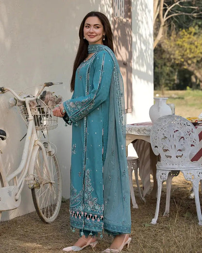 Dhanak-3PC Embroidered Shirt with Chiffon Embroidered Dupatta-3276 - QQ