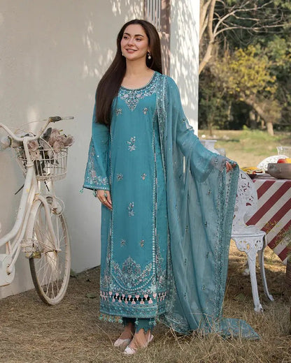 Dhanak-3PC Embroidered Shirt with Chiffon Embroidered Dupatta-3276 - QQ
