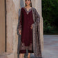 Dhanak-3PC Embroidered Shirt with Digital Printed Wool Shawl - 3537