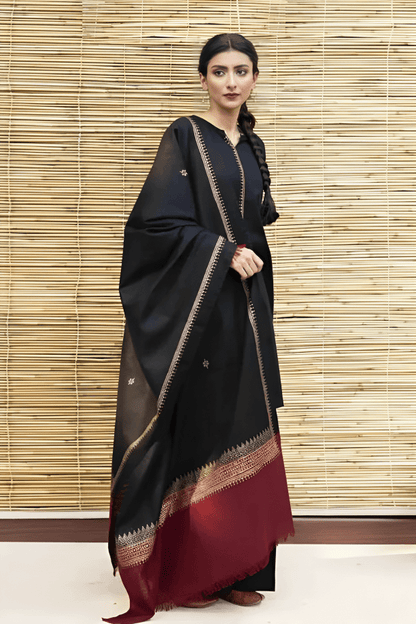 Dhanak 3PC With Woolen Shawl BR-1075B - QQ