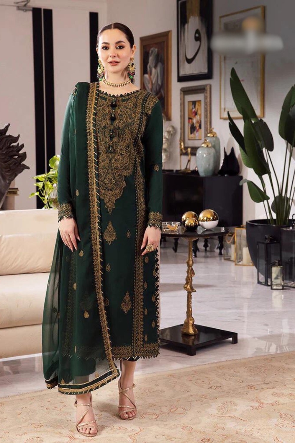 3PC LAWN EMBROIDERED Q449