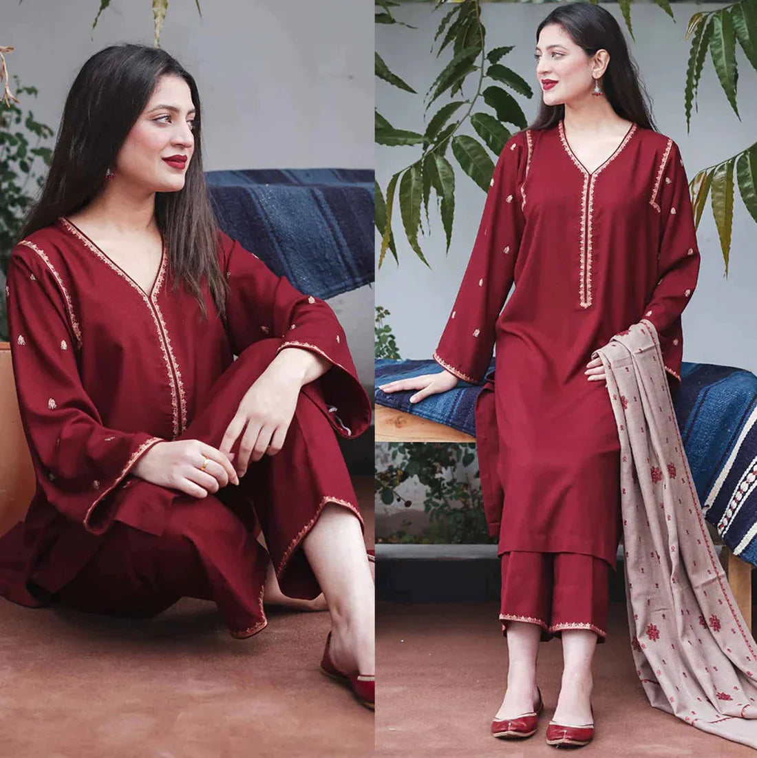 Dhanak 3PC Embroidered Q0306