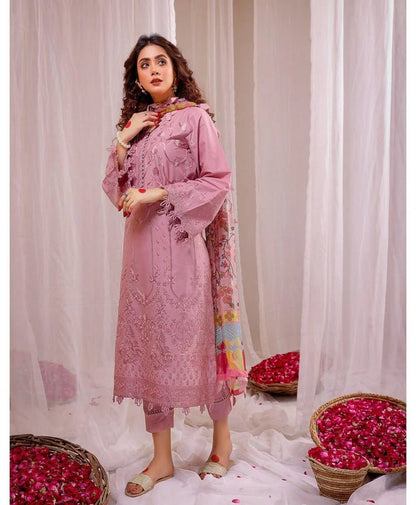 Lawn 3PC Embroidered With Digital Printed Jacquard Dupatta - 5125 - QQ
