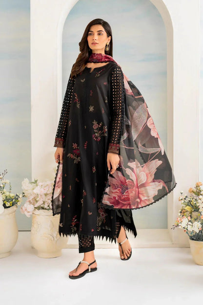 Lawn-3PC Embroidered with Digital Printed Jacquard Dupatta-5074 - QQ