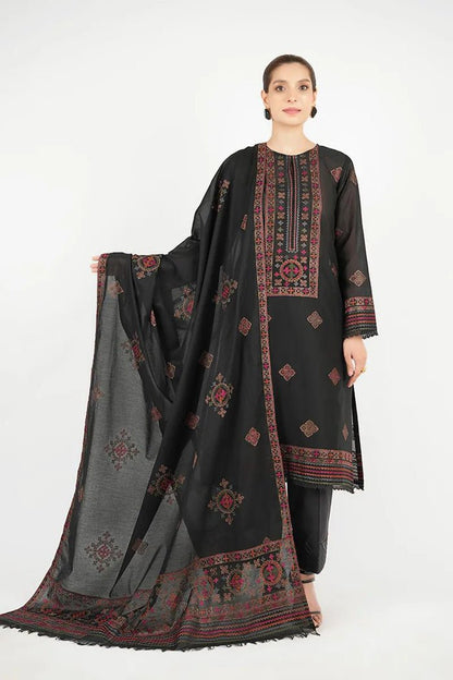 Dhanak-3PC Embroidered Shirt with Dhanak Embroidered Dupatta -3383 - QQ