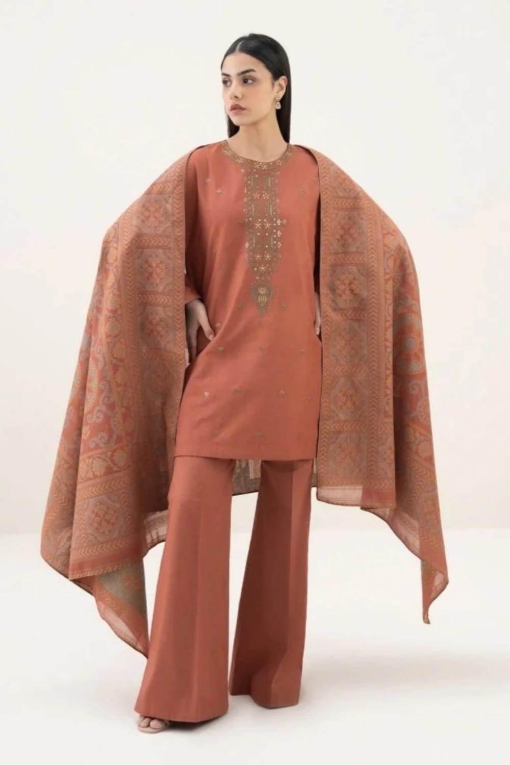 Lawn 3PC Embroidered Shirt with Digital Printed Jacquard Dupatta-5194