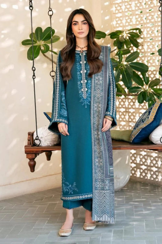 3PC Lawn Embroidered Shirt With Digital Printed Jacquard Dupatta-5080