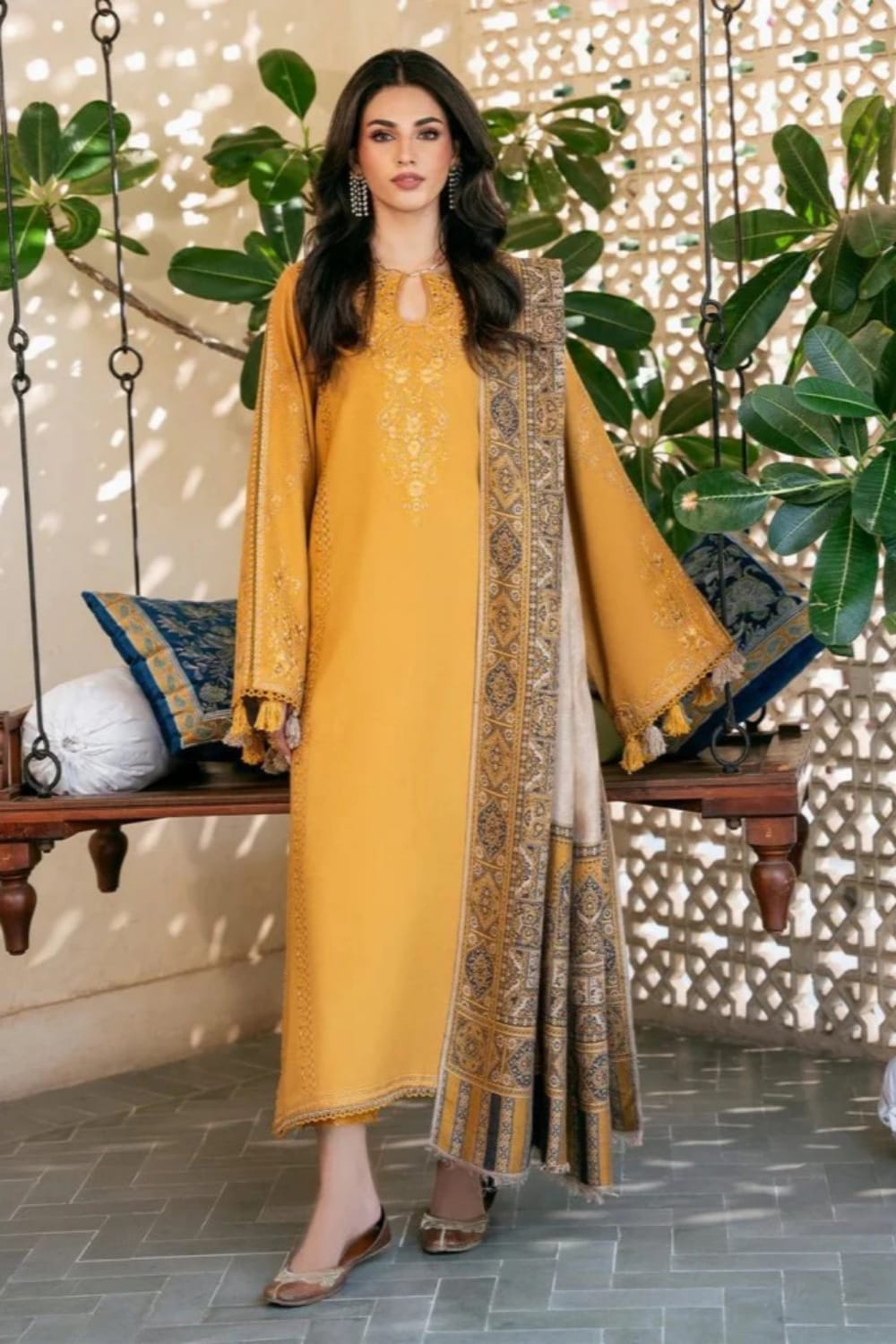 3PC Lawn Embroidered Shirt With Digital Printed Jacquard Dupatta-5039