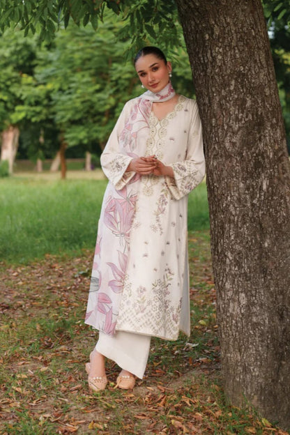 Lawn-3PC Embroidered With Digital Printed Jacquard Dupatta-5158 - QQ