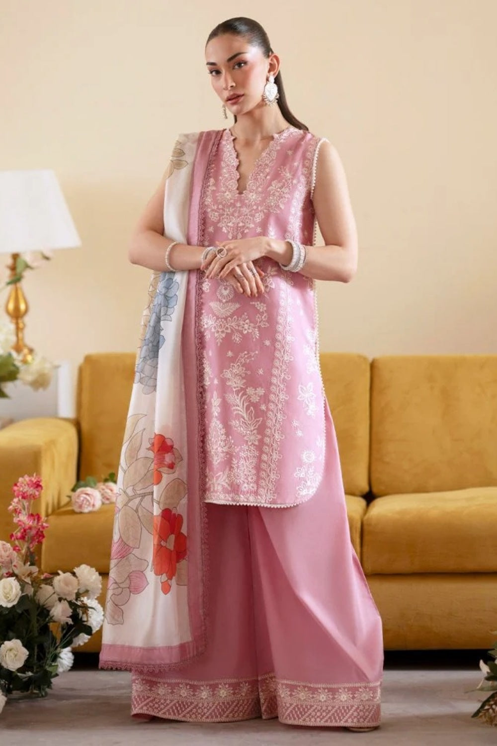 Lawn-3PC Embroidered With Chiffon Digital Printed Dupatta-5224
