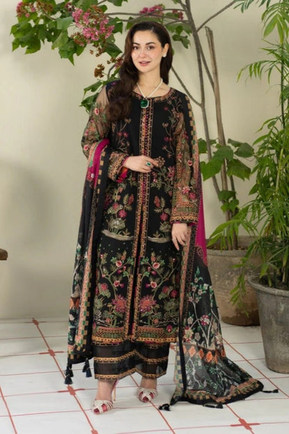 Lawn 3PC Embroidered With Digital Printed Jauqard Dupatta- 5215 - QQ