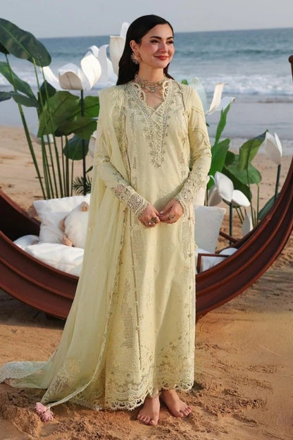 Lawn-3PC Embroidered Shirt with Organza Embroidered Dupatta - 5213 - QQ