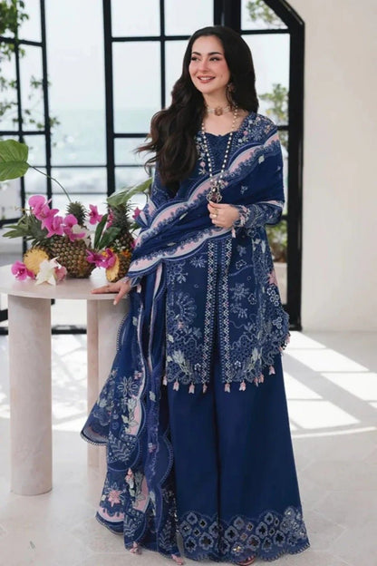 Lawn-3PC Embroidered Shirt with Organza Embroidered Dupatta - 5222 - QQ