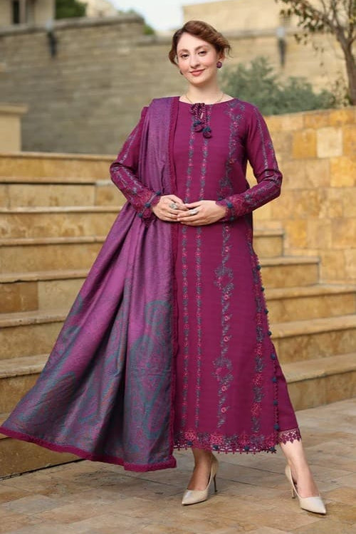 Lawn-3PC Embroidered with Digital Printed Jacquard Dupatta-5043