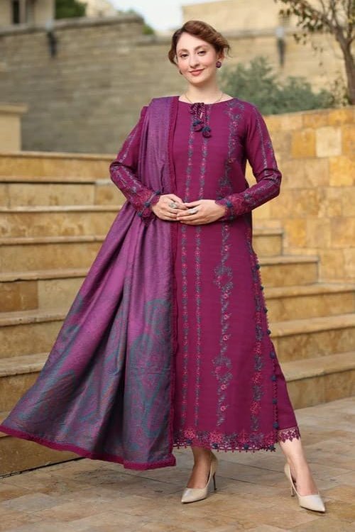 Lawn-3PC Embroidered with Digital Printed Jacquard Dupatta-5043