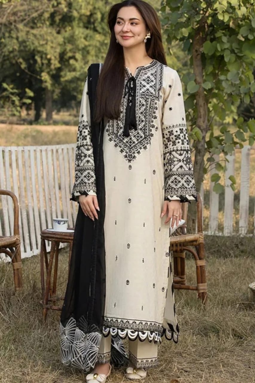 Lawn-3PC Embroidered Shirt with Organza Embroidered Dupatta-5166