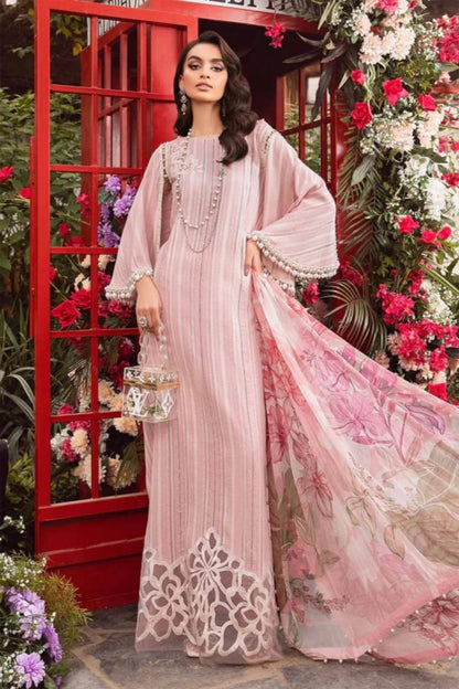 3PC-Printed Lawn Zarri Shirt With Voile Printed Dupatta-1530 - QQ