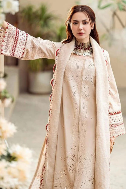 Lawn-3PC Embroidered Shirt with Organza Embroidered Dupatta-1357 - QQ