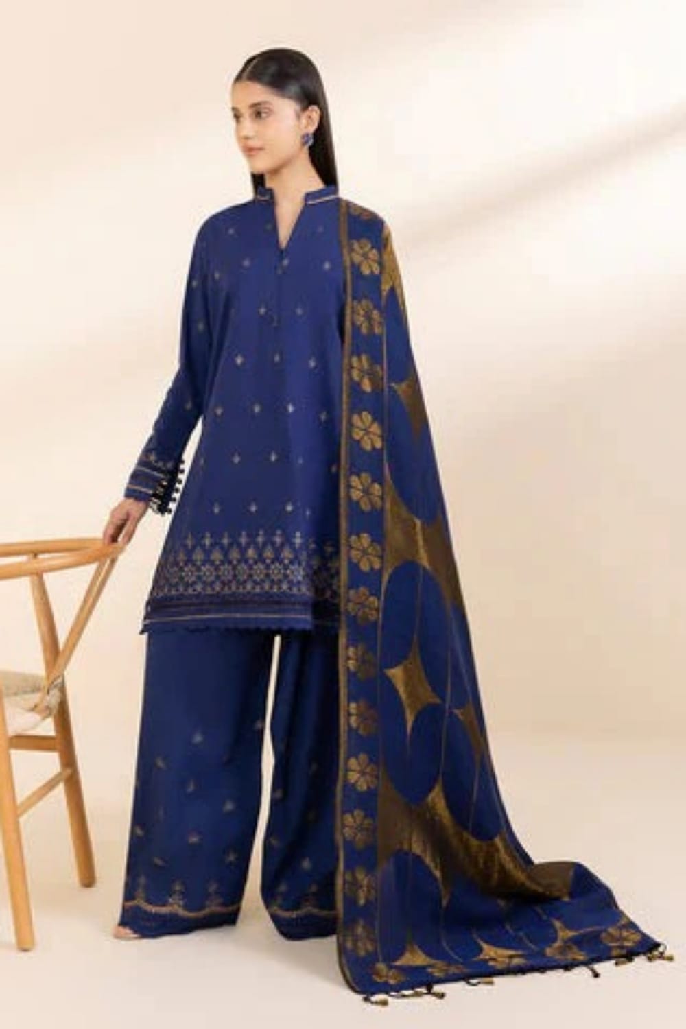 Sapphire Lawn-3PC Embroidered With  Digital Printed  Dupatta- 1001