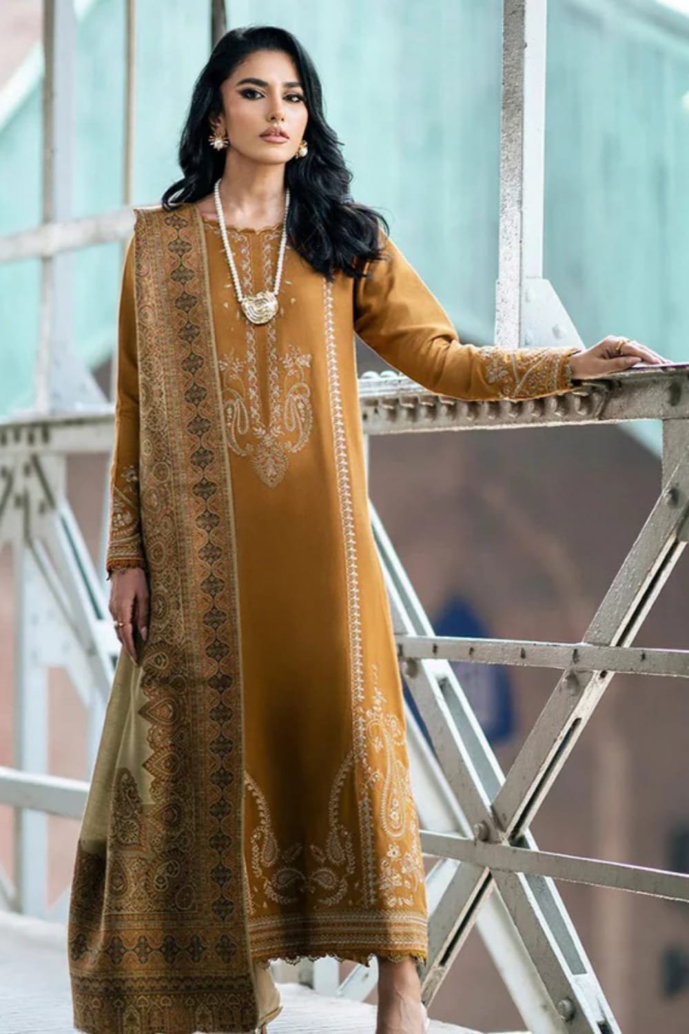 Lawn-3PC Embroidered Shirt with Digital Printed Jacquard Dupatta-1184