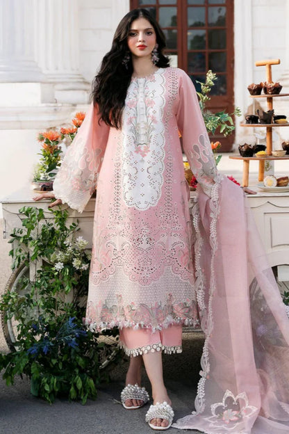Lawn-3PC Embroidered Shirt with Organza Embroidered Dupatta-1322 - QQ