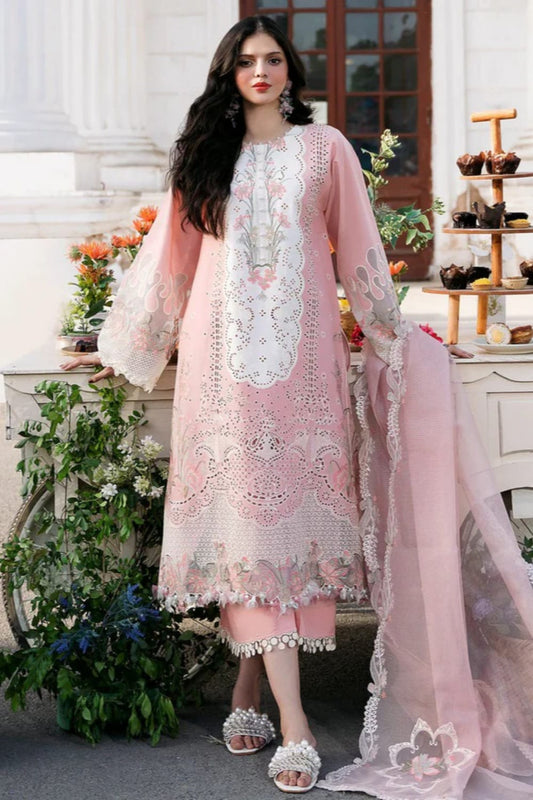 Lawn-3PC Embroidered Shirt with Organza Embroidered Dupatta-1322