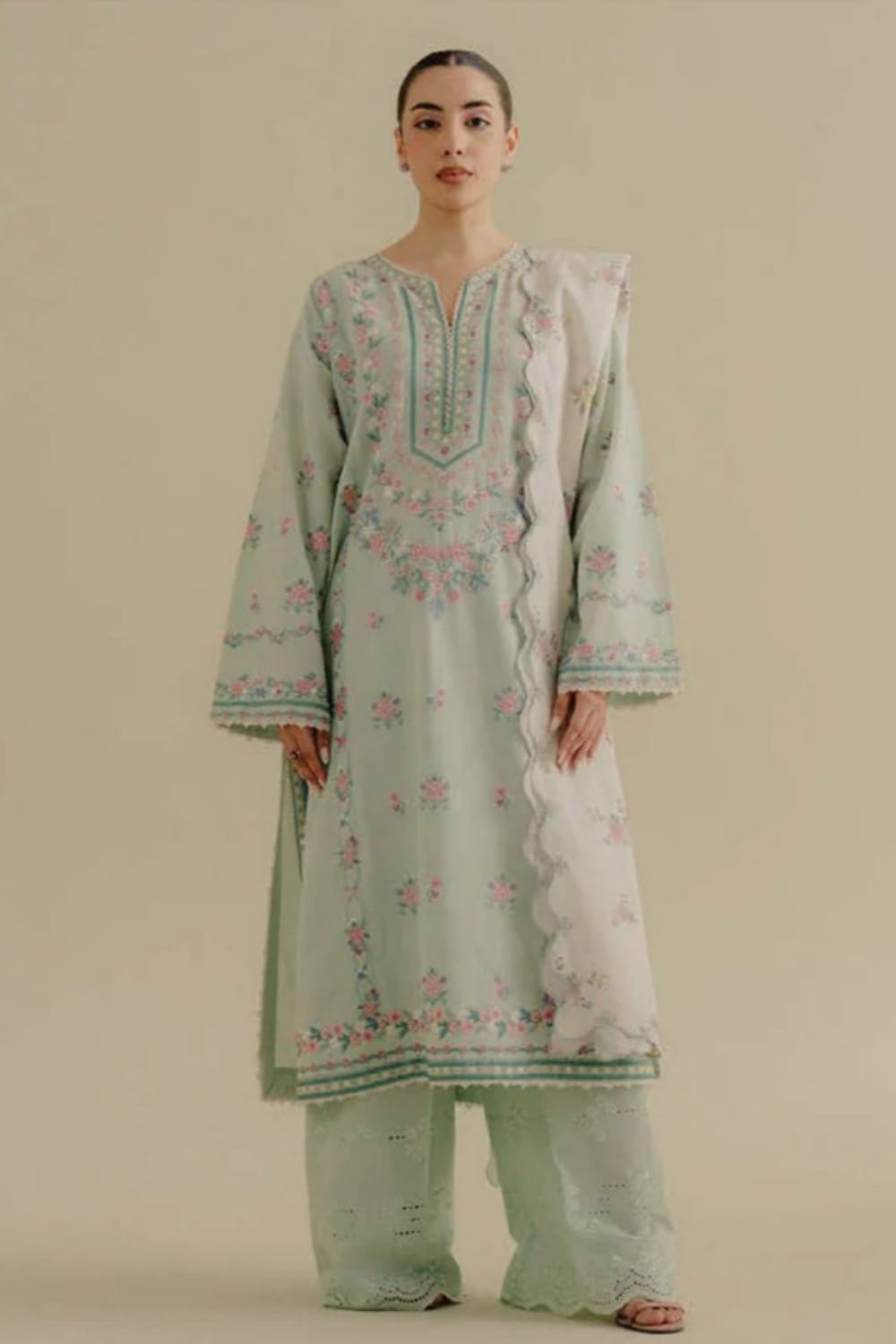 Lawn-3PC Embroidered Shirt with Digital Printed Jacquard Dupatta-1386