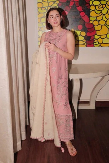 Lawn-3PC Embroidered Shirt with Lawn Embroidered Dupatta-1418 - QQ