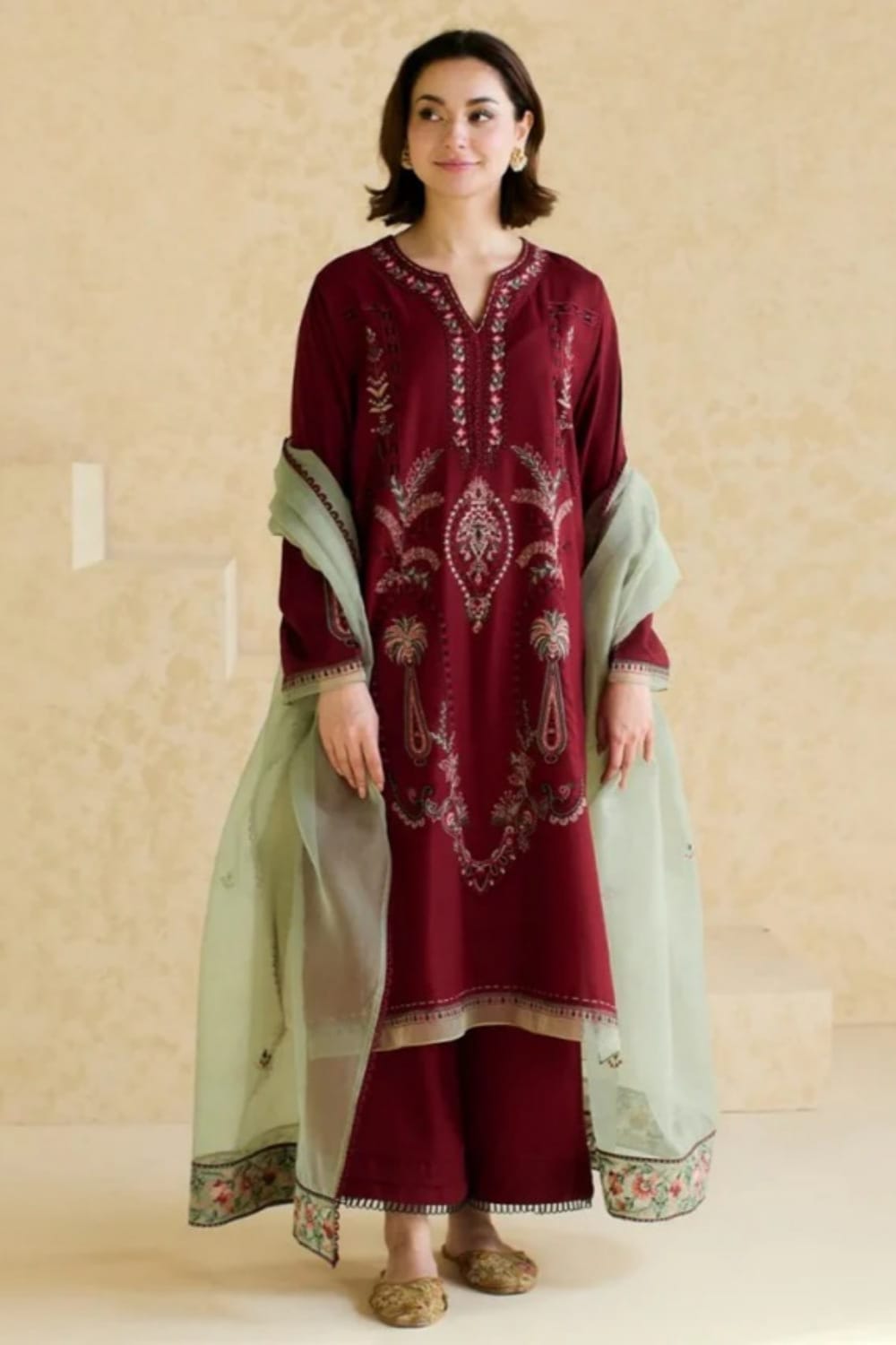 Lawn-3PC Embroidered Shirt with Organza Embroidered Dupatta-1425