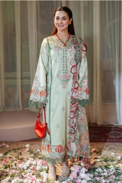 Lawn-3PC Embroidered Shirt with Digital Printed Jacquard Dupatta-1428 - QQ