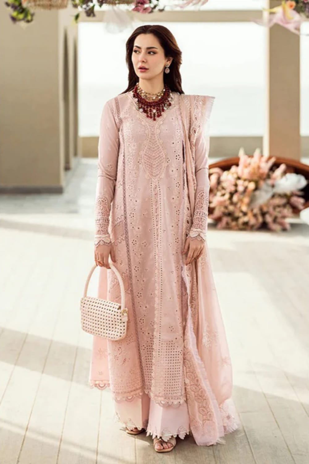 Lawn-3PC Embroidered Shirt with Organza Embroidered Dupatta-1270