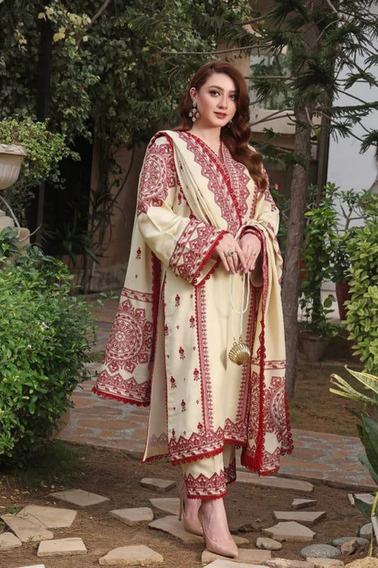 Lawn-3PC Embroidered Shirt with Cotton Net Viscose Dupatta -5140
