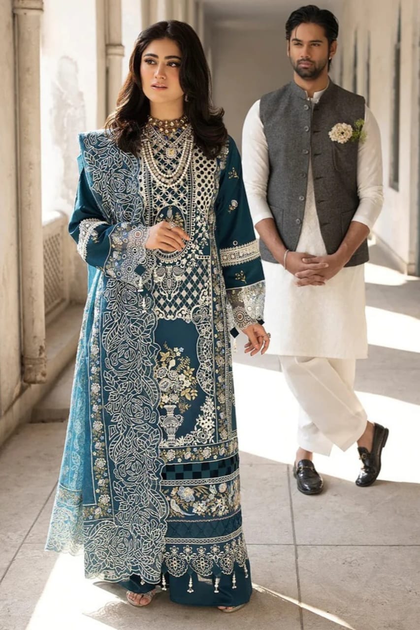 Lawn-3PC Embroidered Shirt With Khadi Net Embroidered Dupatta-5218
