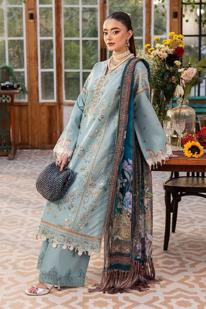 Lawn-3PC Embroidered With Chiffon Digital Printed Dupatta-5266 - QQ