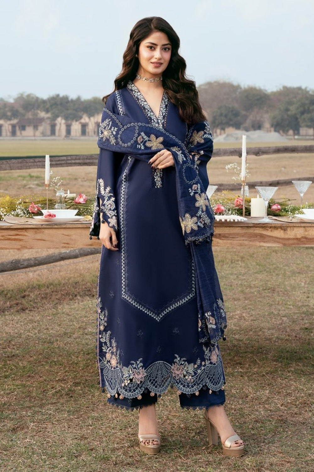 Lawn-3PC Embroidered Suit With Organza Embroidered Dupatta-5270