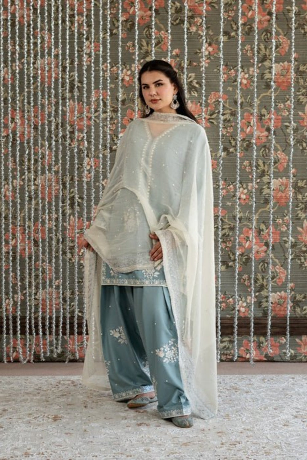 Lawn-3PC Embroidered Shirt With Khadi Net Embroidered Dupatta-5313