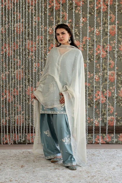 Lawn-3PC Embroidered Shirt With Khadi Net Embroidered Dupatta-5313 - QQ