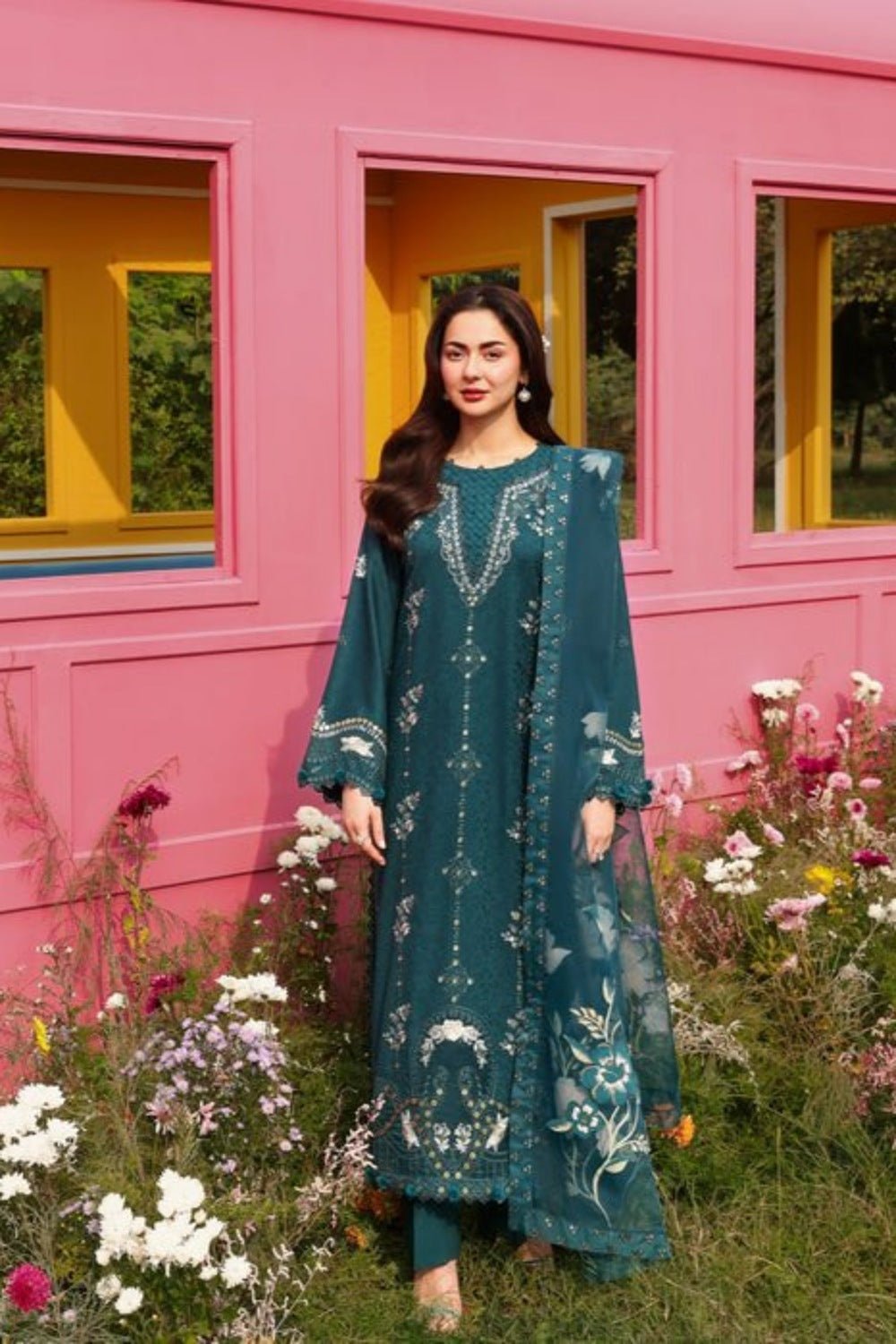 Lawn-3PC Embroidered Shirt With Khadi Net Printed Dupatta-5263 - QQ