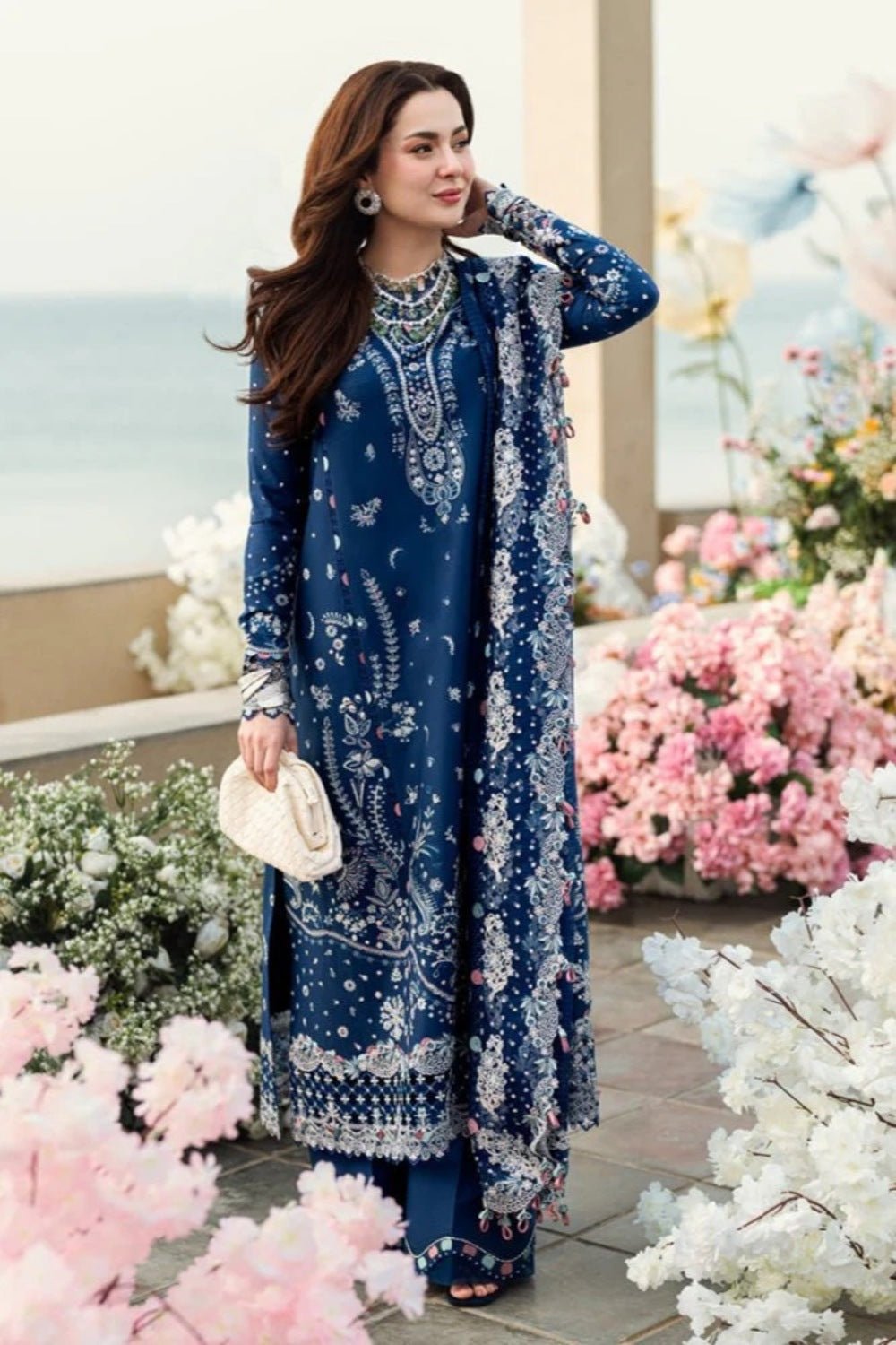 Lawn-3PC Embroidered Shirt With Khadi Net Embroidered Dupatta-5403 - QQ