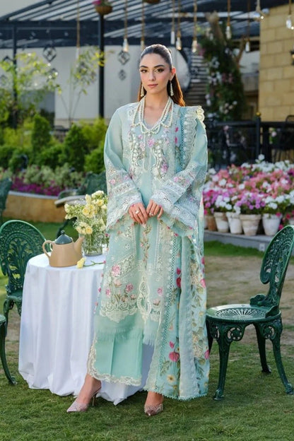Lawn-3PC Chikankari Embroidered Shirt With Khadi Net Embroidered Dupatta-5317 - QQ