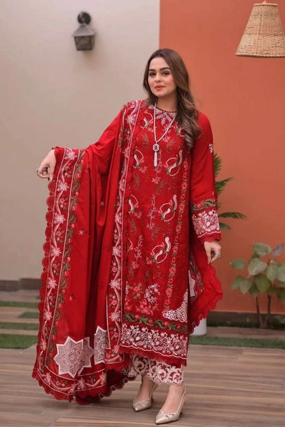 Lawn-3PC Chikankari Embroidered Shirt With Lawn Embroidered Dupatta-5244 - QQ