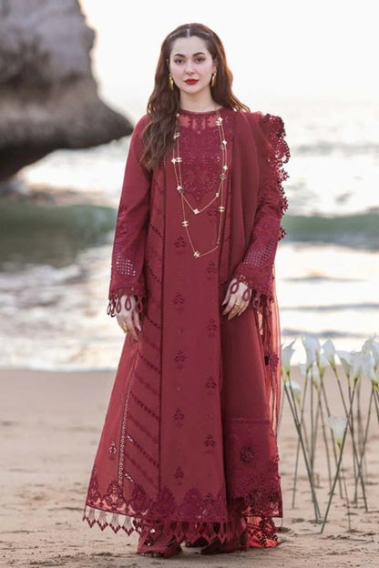 Lawn-3PC Chikankari Embroidered Shirt With Khadi Net Embroidered Dupatta-5402 - QQ