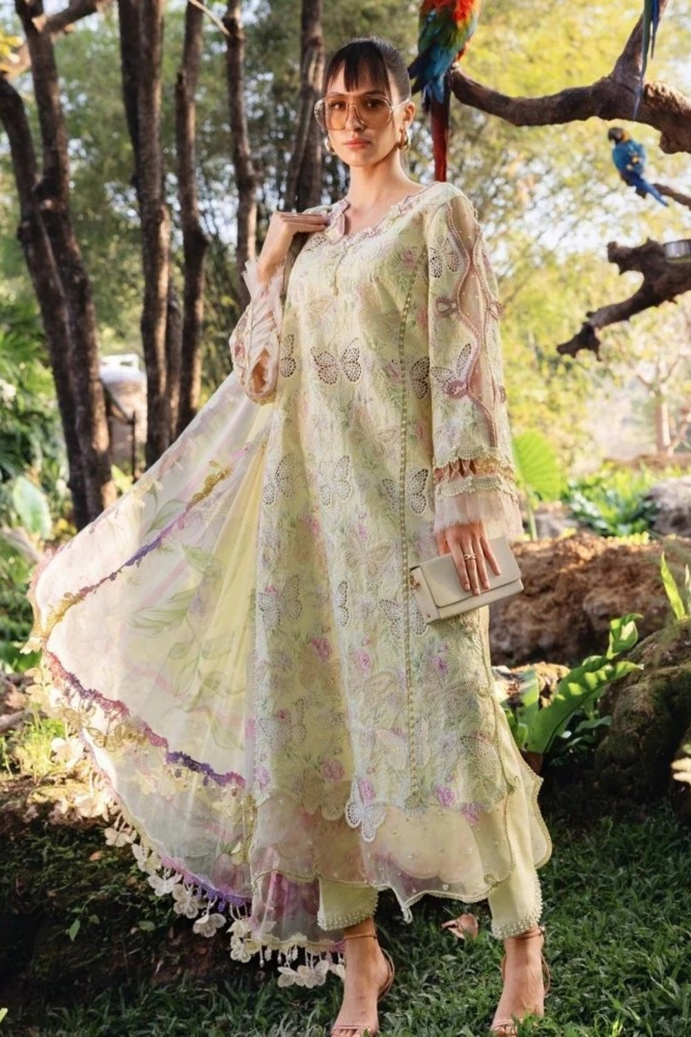 Lawn-3PC Chikankari Embroidered Shirt With Digital Printed Chiffon Dupatta-4022