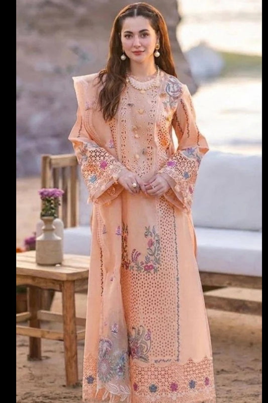 3PC Lawn Embroidered Shirt With Organza Embroidered Dupatta- 5404